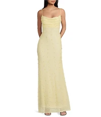 B. Darlin Beaded Drape Neck Tie Back Dress