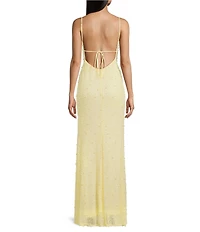 B. Darlin Beaded Drape Neck Tie Back Dress