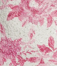 B. Darlin Beaded Floral Printed V-Neck Tie Back Bodycon Dress