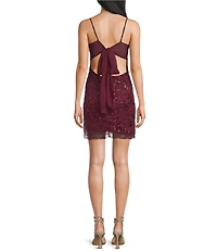 B. Darlin Beaded Sequin Cinch Front Tie Back Bodycon Dress