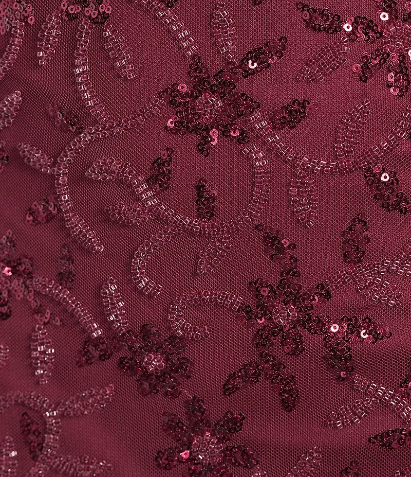 B. Darlin Beaded Sequin Cinch Front Tie Back Bodycon Dress