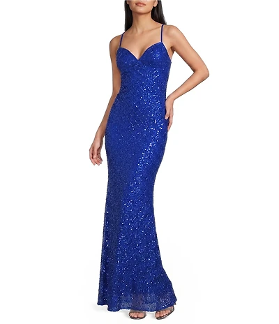 B. Darlin Beaded V-Neck Criss Cross Back Fitted Dress