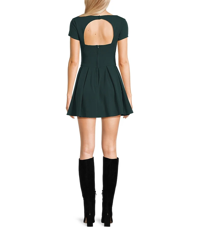 knee length dresses for ladies Bella Boatneck Drop Waist Mini Dress | Off-White Denim