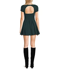 B. Darlin Boat Neck Short Sleeve Drop Waist Dress