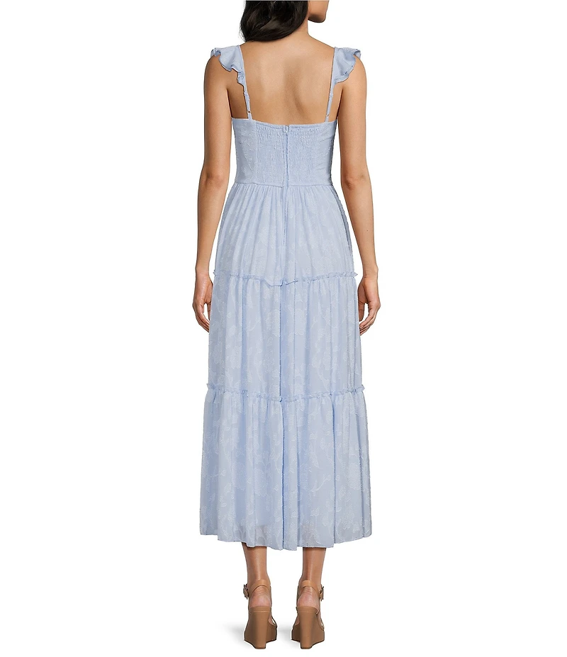 B. Darlin Bustier Bodice Flutter Sleeve Maxi Dress