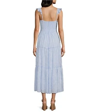 B. Darlin Bustier Bodice Flutter Sleeve Maxi Dress