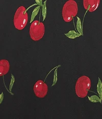 B. Darlin Cherry Print Scoop Neck Tie Front Ruffle Hem Midi Dress