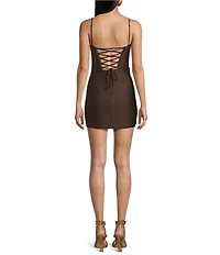 B. Darlin Cowl Neck Corseted Lace Up Back Dress