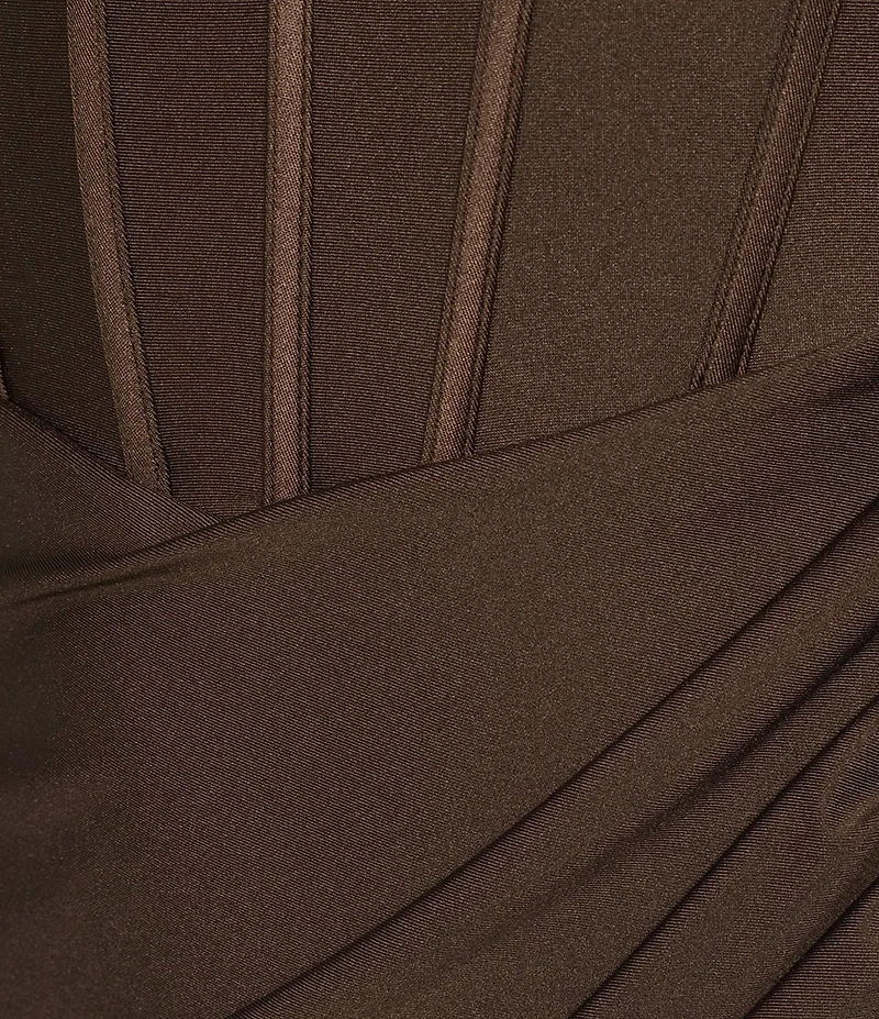 B. Darlin Cowl Neck Corseted Lace Up Back Dress