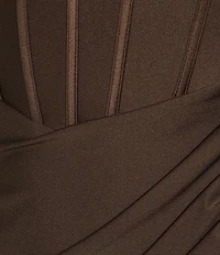 B. Darlin Cowl Neck Corseted Lace Up Back Dress