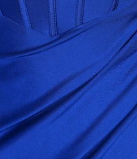 B. Darlin Cowl Neck Corseted Lace Up Back Dress