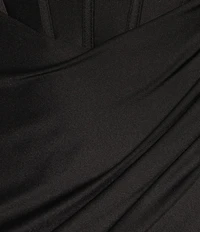 B. Darlin Cowl Neck Corseted Lace Up Back Dress
