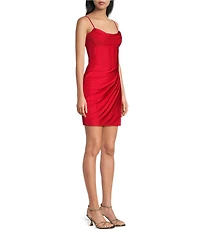 B. Darlin Cowl Neck Corseted Lace Up Back Dress