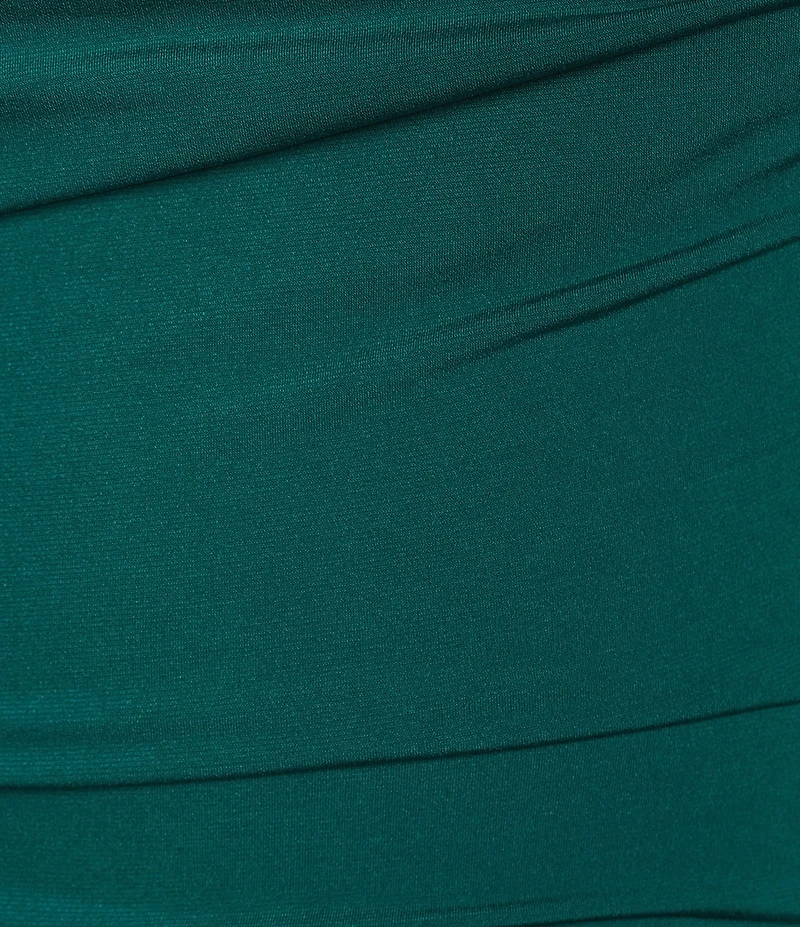 B. Darlin Cowl Neck Shirred Asymmetric Hem Knee Length Dress