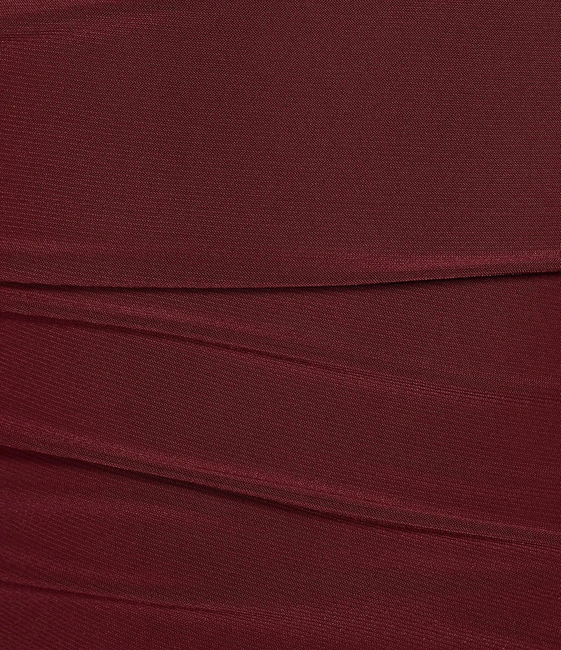 B. Darlin Cowl Neck Shirred Asymmetric Hem Knee Length Dress