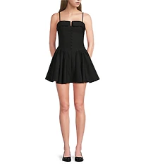 B. Darlin Cuffed Neckline Sleeveless Partial Button Front Fit And Flare Dress