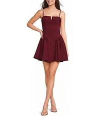 B. Darlin Cuffed Neckline Sleeveless Partial Button Front Fit And Flare Dress