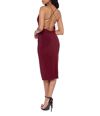 B. Darlin Drape Neck Bodycon Midi Dress