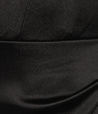 B. Darlin Drape Neck Off-The-Shoulder Faux Wrap Dress