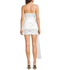 B. Darlin Drape Neck Pleated Side Tail Bodycon Dress