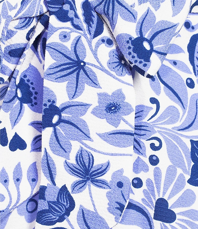 B. Darlin Floral & Bird Print V-Neck Double Layered Hem Dress
