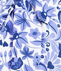 B. Darlin Floral & Bird Print V-Neck Double Layered Hem Dress
