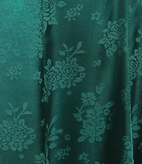 B. Darlin Floral Jacquard Scoop Neck Tie Strap Long Dress