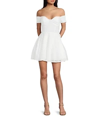 B. Darlin Floral Lace Off-The-Shoulder Sweetheart Neck Party Dress