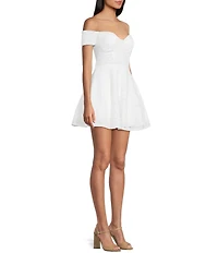 B. Darlin Floral Lace Off-The-Shoulder Sweetheart Neck Party Dress