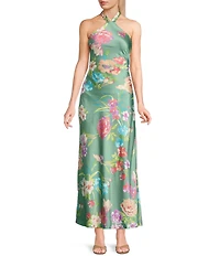 B. Darlin Floral Print Halter Neck Tie Back Maxi Dress