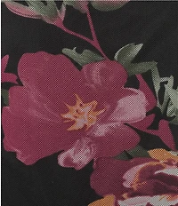 B. Darlin Floral Print Mesh Cowl Neck Side Slit Maxi Dress