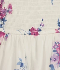 B. Darlin Floral Print Puff Sleeve Smocked Fit And Flare Dress