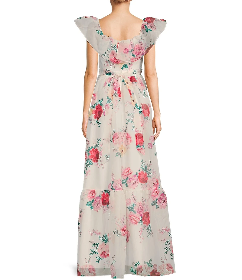 B. Darlin Floral Print Ruffled A-Line Dress