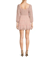 B. Darlin Floral Print Smocked Bodice Long Sleeve Tiered Dress