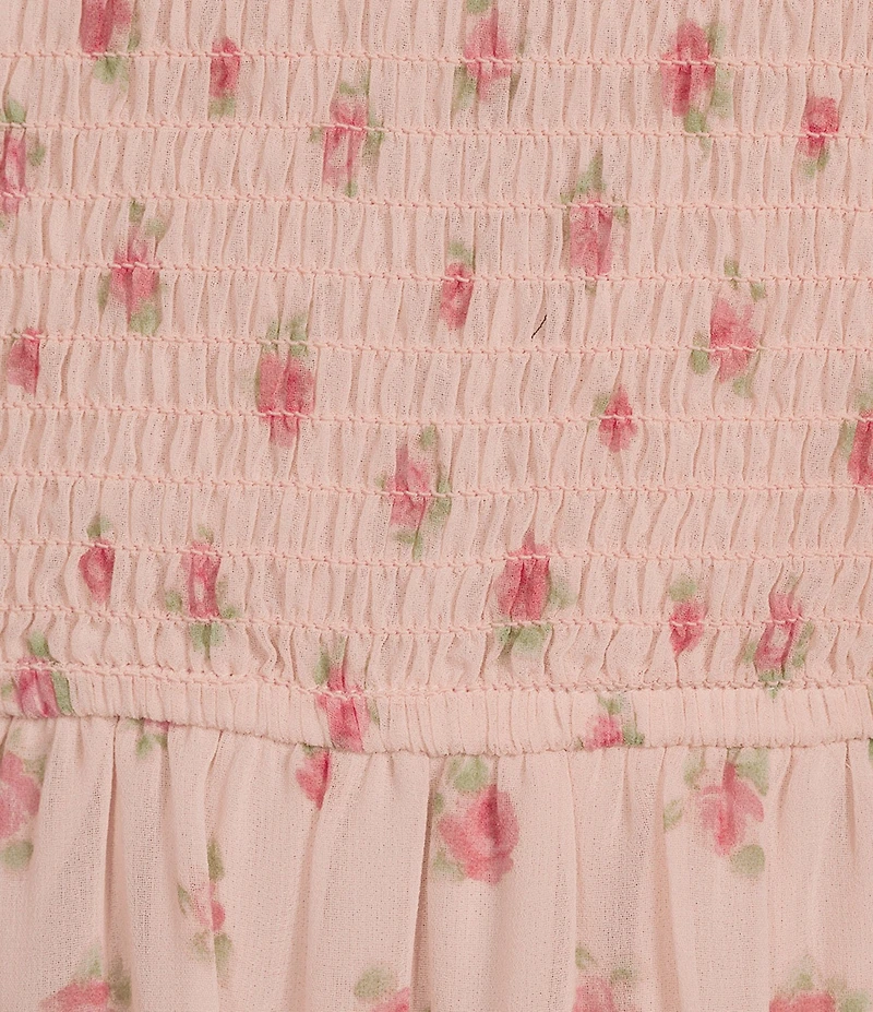 B. Darlin Floral Print Smocked Bodice Long Sleeve Tiered Dress