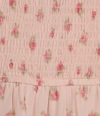 B. Darlin Floral Print Smocked Bodice Long Sleeve Tiered Dress