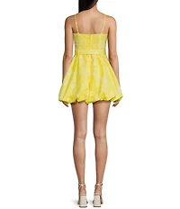 B. Darlin Floral Print Spaghetti Strap Belted Bubble Skirt Smocked Back Dress