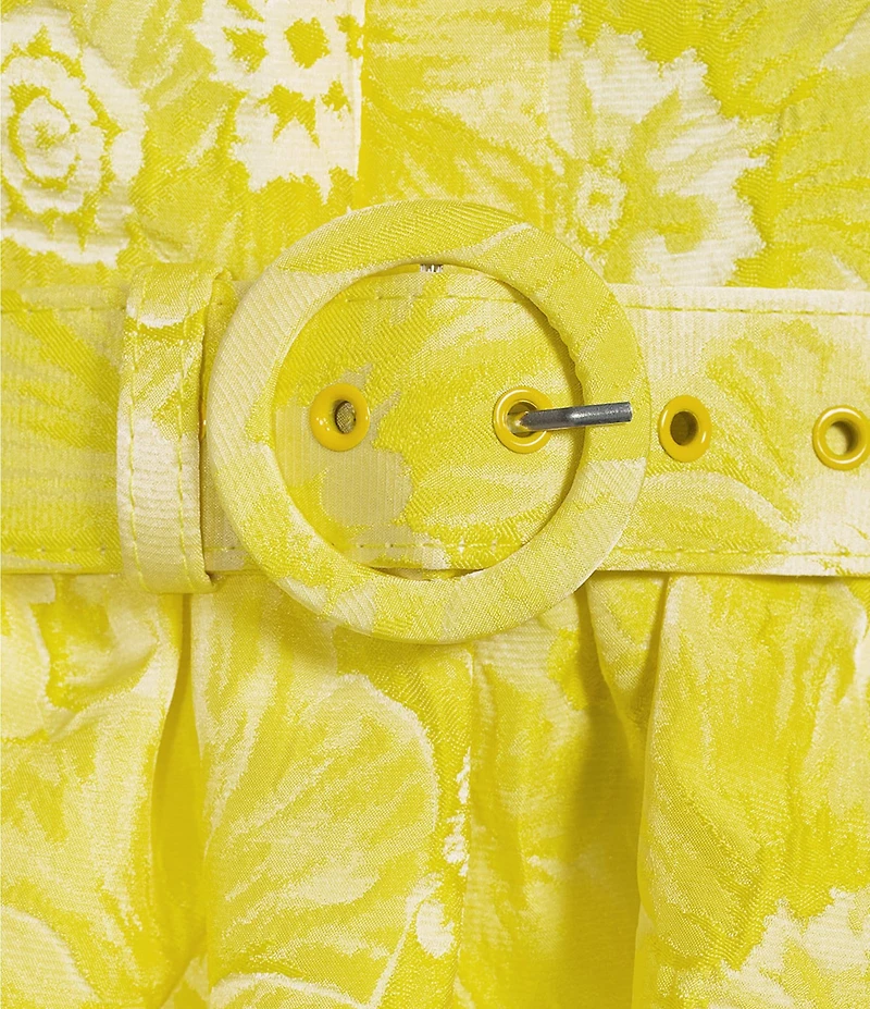 B. Darlin Floral Print Spaghetti Strap Belted Bubble Skirt Smocked Back Dress