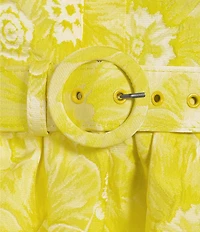 B. Darlin Floral Print Spaghetti Strap Belted Bubble Skirt Smocked Back Dress