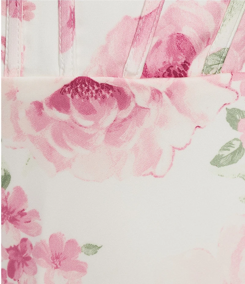 B. Darlin Floral Print Sweetheart Neck Bustier Maxi Dress