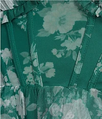 B. Darlin Floral Print Sweetheart Neck Corset Cascade Ruffle Dress