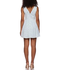 B. Darlin Floral Print V-Neck Bustier Tie Front Dress