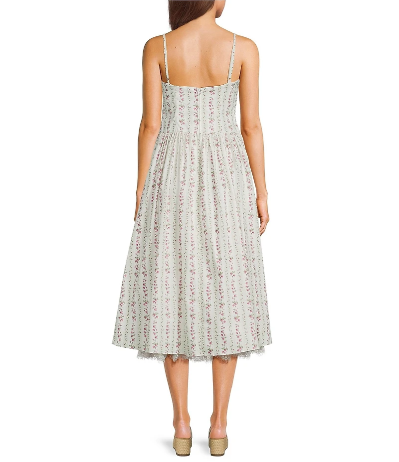 B. Darlin Floral Printed Button Front A-Line Midi Dress