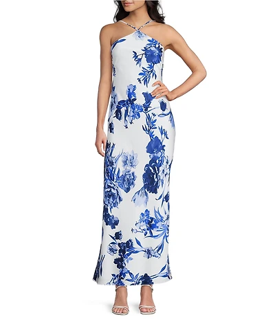 B. Darlin Floral Printed Halter Neck Maxi Dress