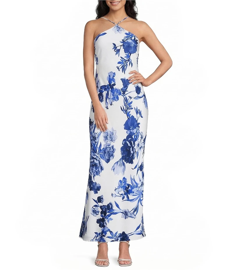 B. Darlin Floral Printed Halter Neck Maxi Dress