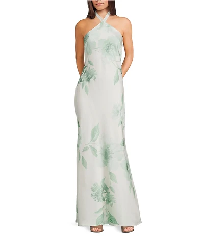 B. Darlin Floral Printed Halter Neck Tie Back Dress