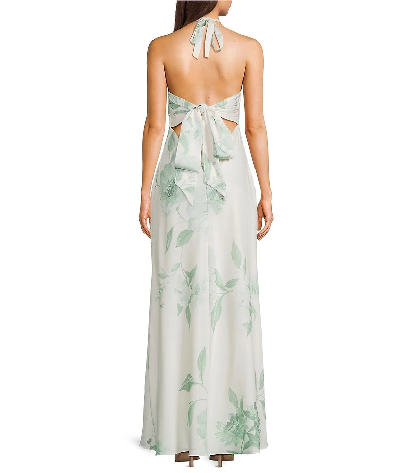 B. Darlin Floral Printed Halter Neck Tie Back Dress