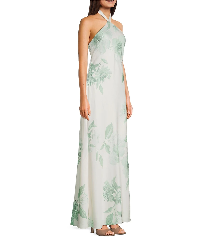 B. Darlin Floral Printed Halter Neck Tie Back Dress