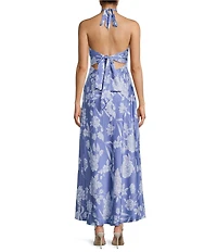 B. Darlin Floral Printed Halter Neck Tie Back Maxi Dress