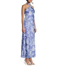 B. Darlin Floral Printed Halter Neck Tie Back Maxi Dress